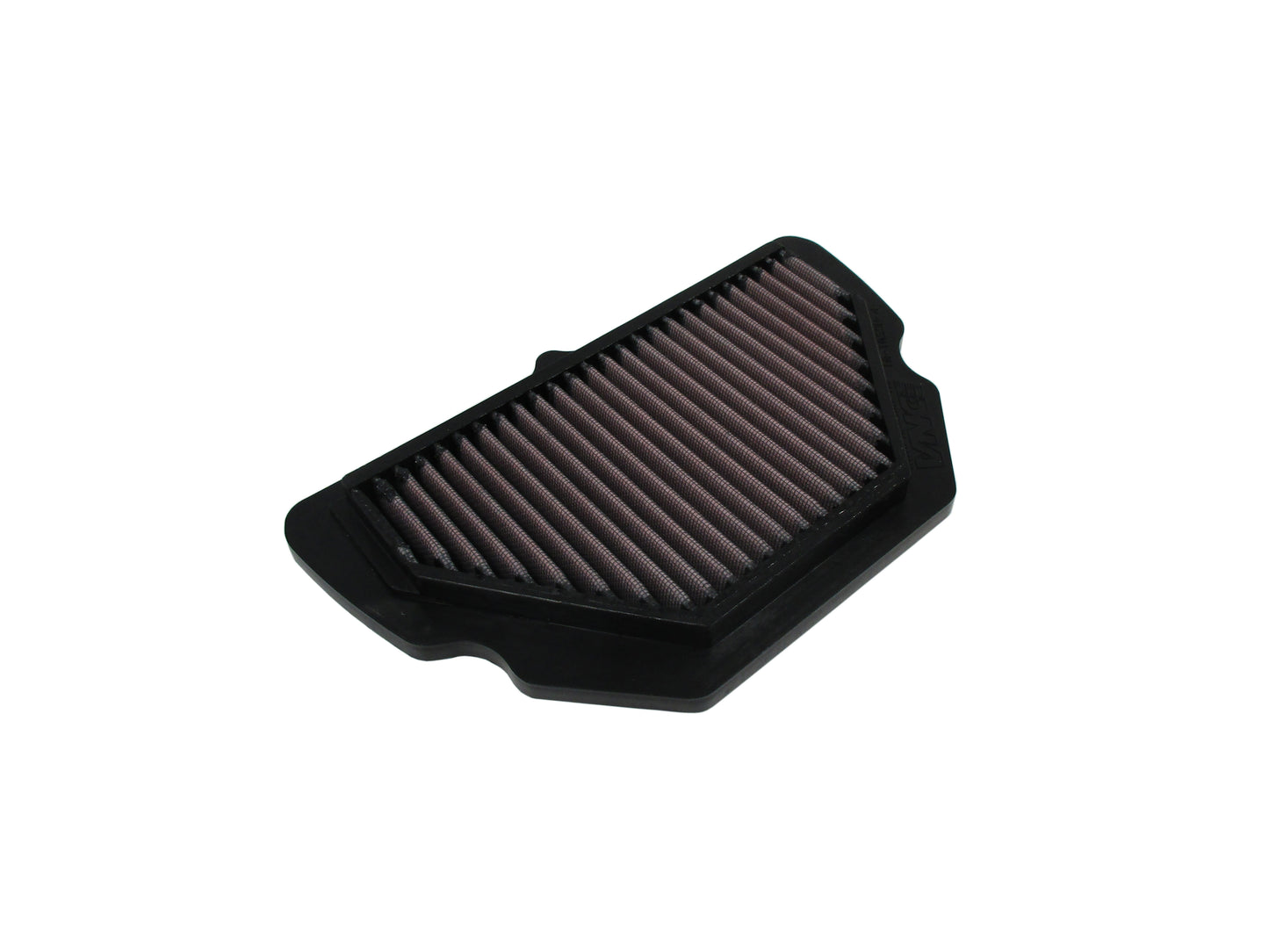 A high performance motorcycle air filter, with a black PU and pleated media, shown on a white background.