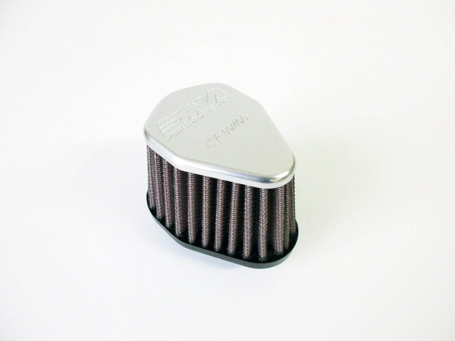 An DNA high performance universal air filter, with pleated media and a grey metal top, shown on a plain white background.