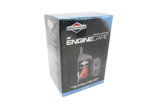 Bridges & Stratton Engine Care 992232 engine oil filter kit retail box, showing the black and blue packaging with product imagery of the bottle and filter on a white background.