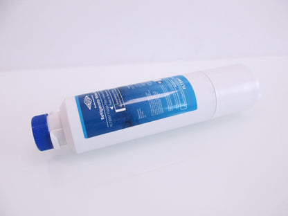 A white cylindrical refrigerator water filter cartridge with a blue cap and a blue label, displaying the part number FTL3957, shown on a plain white background.