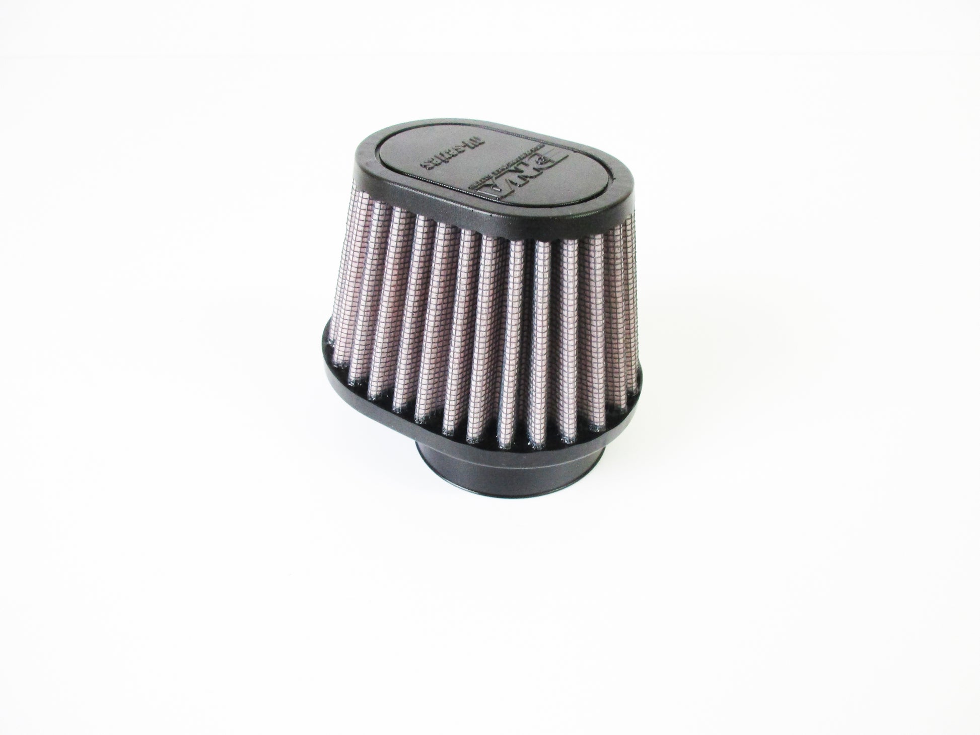 A cone-shaped universal air filter, with black PU top and bottom caps and pleated media, shown on a plain white background.