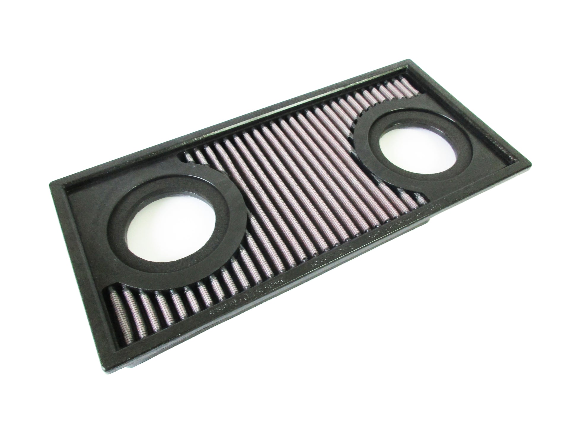 A rectangular motorcycle air filter, with a black PU frame and pleated filter media, shown on a plain white background.