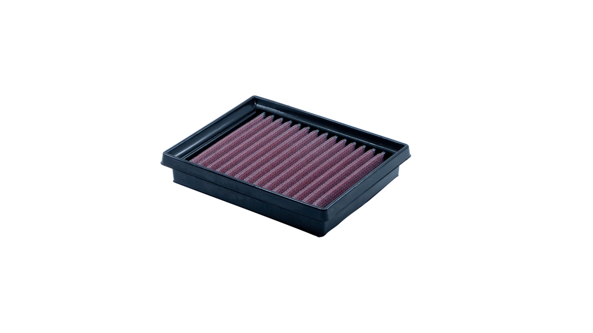 A rectangular motorcycle air filter, with a Black PU frame and pleated filter media, shown on a plain white background.