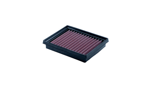 A rectangular motorcycle air filter, with a Black PU frame and pleated filter media, shown on a plain white background.