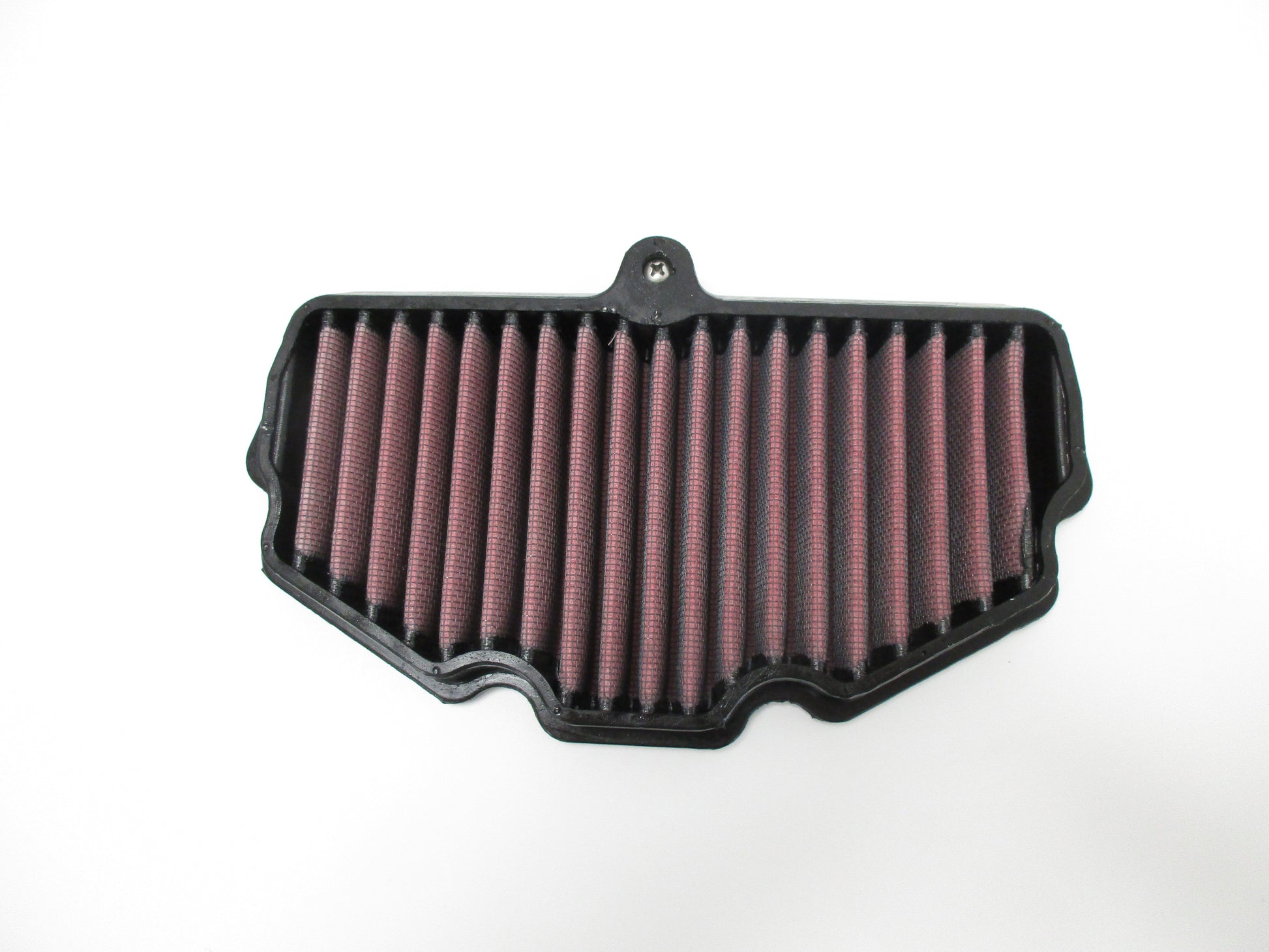 A rectangular motorcycle air filter with a black PU frame and pleated filter media, shown on a plain white background.