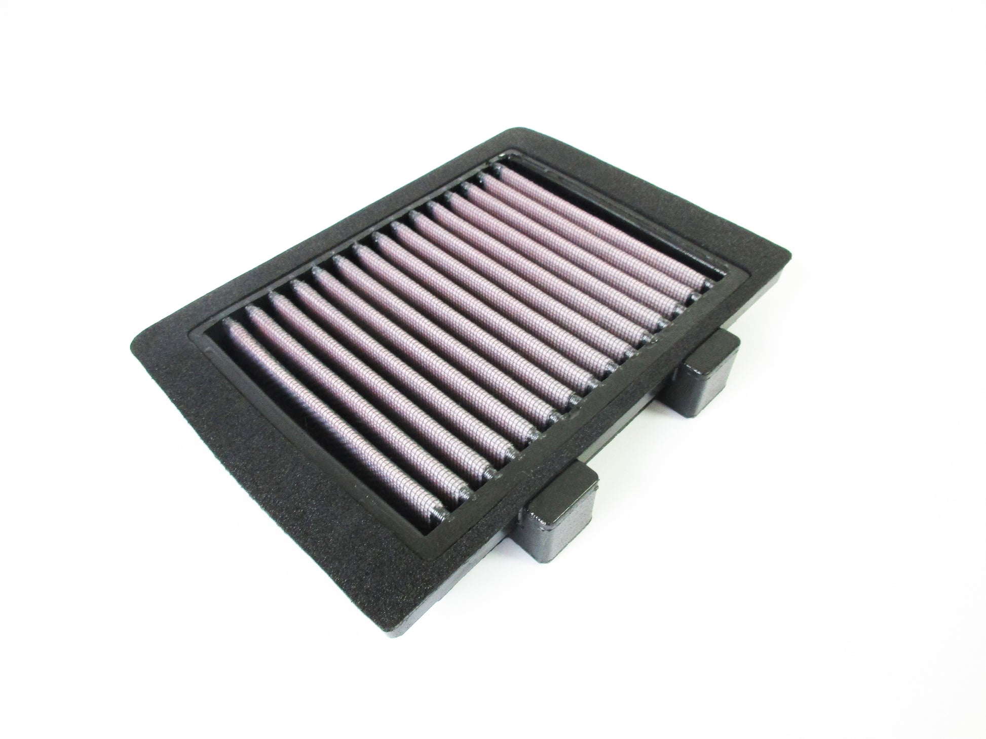 A rectangular motorcycle air filter with a black PU frame and pleated filter media, shown on a plain white background.