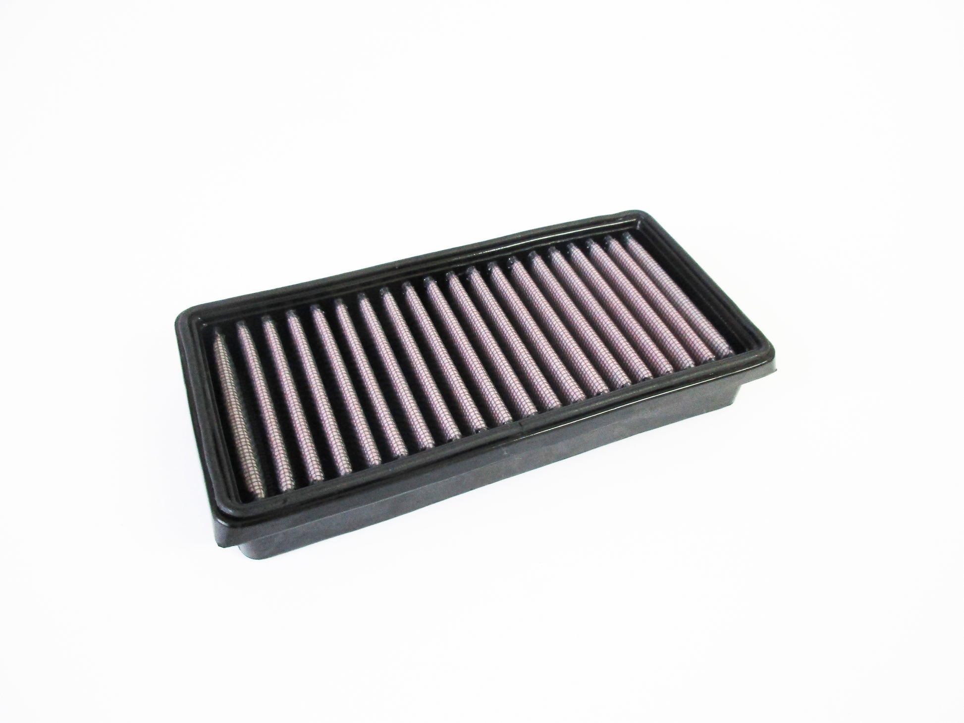 A rectangular motorcycle air filter, with pleated filter media and a black PU frame, shown on a plain white background.